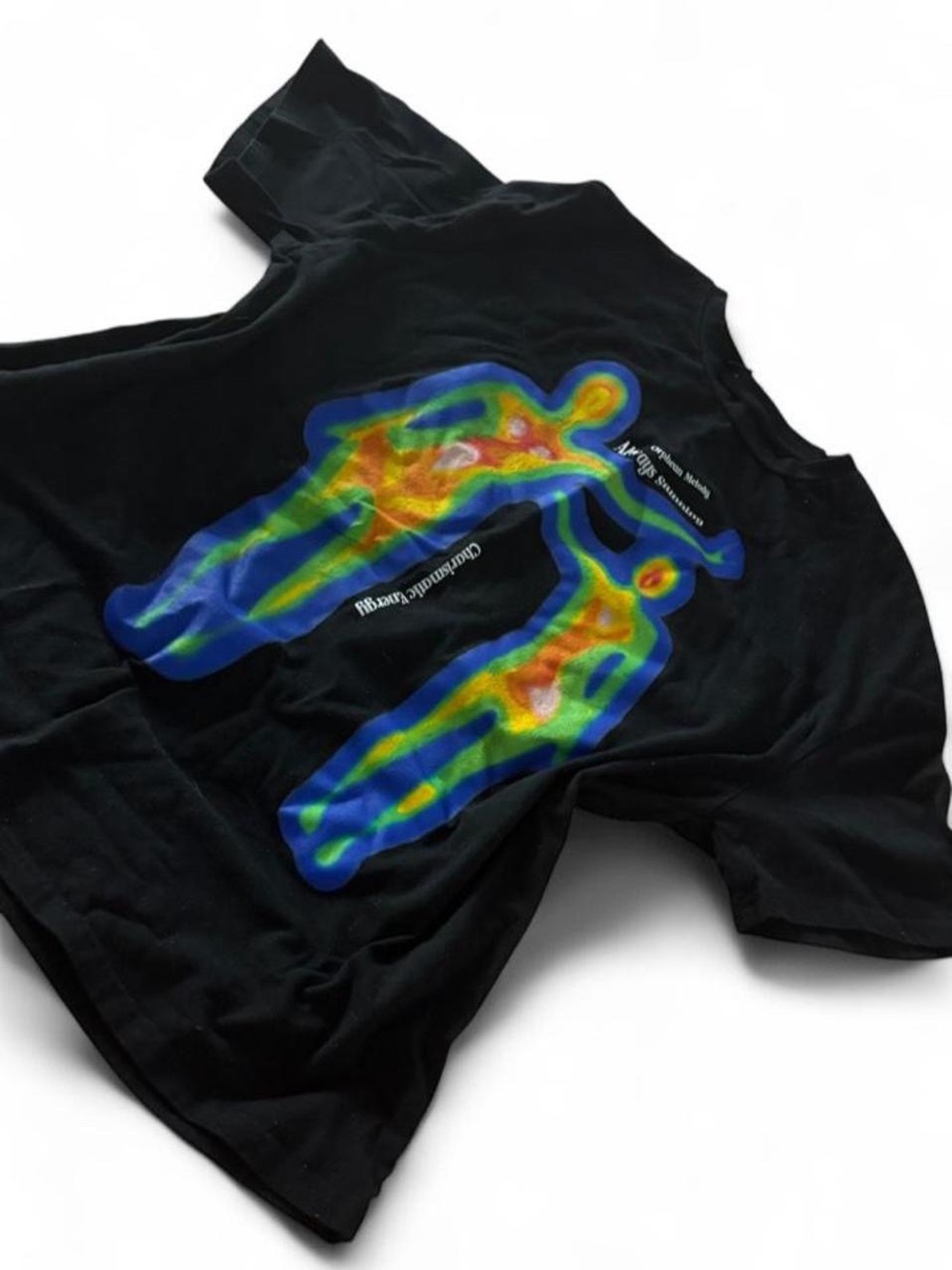 SHEIN Black Short Sleeve Tee with Heatmap Figure Graphic